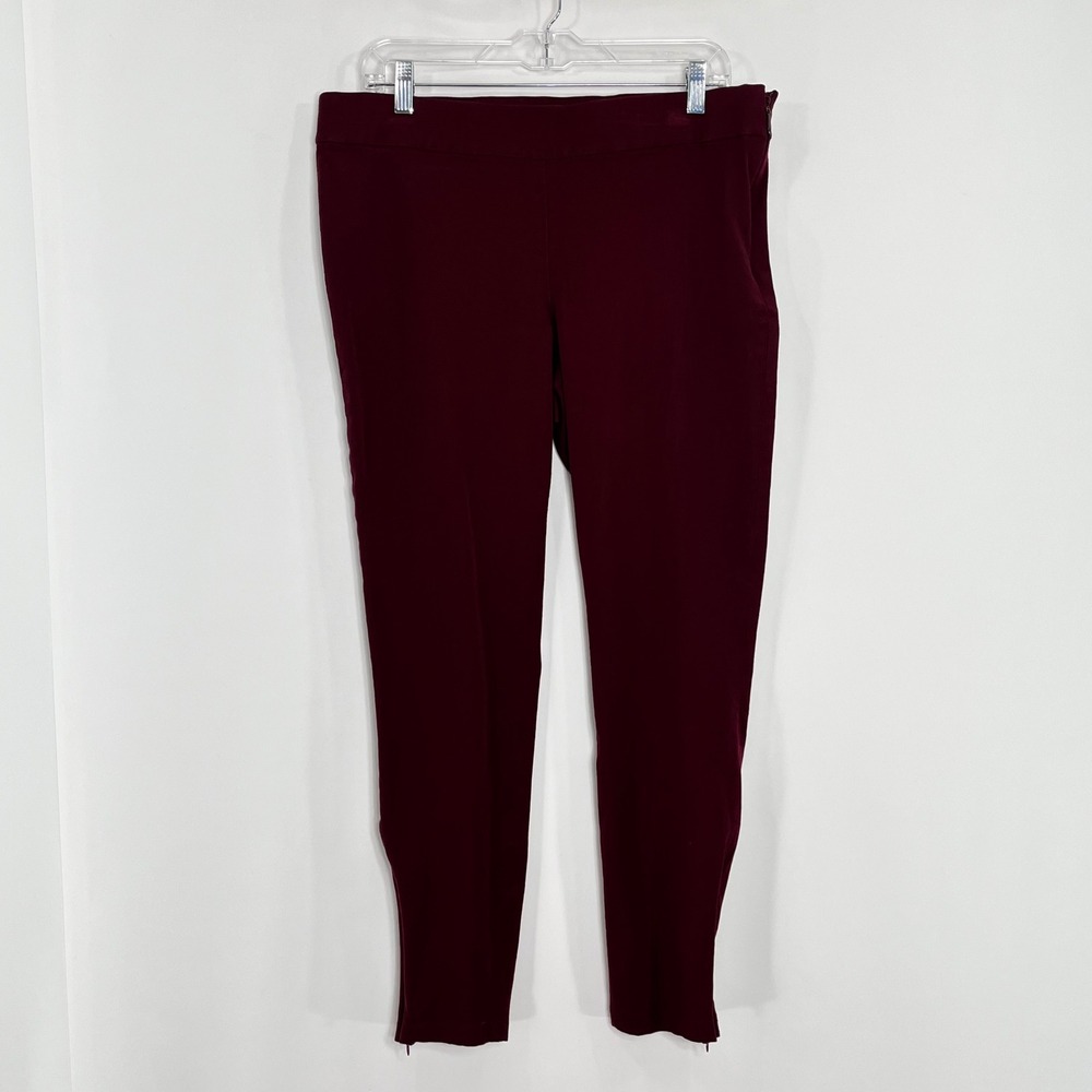 White House Black Market The Legging Burgundy Wine Side Zip Ankle Zip Pants 14